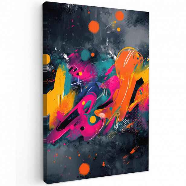 MuchoWow OBRAZ NA PLÁTNĚ Abstraktní - Graffiti - Barevné - Stříkající barva 80x120 cm