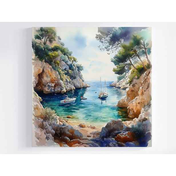 Obraz Na Plátně Canvas Krajina Chorvatsko Pobřeží Zátoka Moře Jachta 50x50