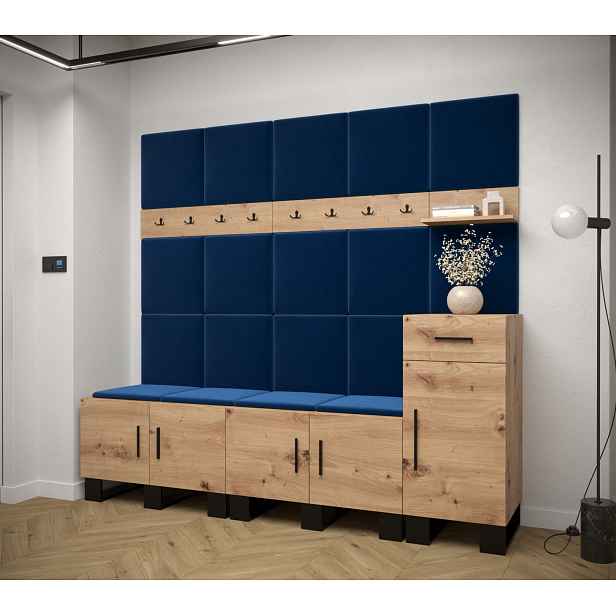 Předsíňová sestava RUMIE 8 - dub artisan, modré panely