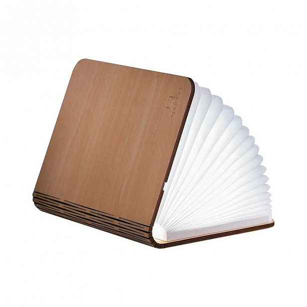 Světle hnědá velká LED stolní lampa ve tvaru knihy z javorového dřeva Gingko Booklight