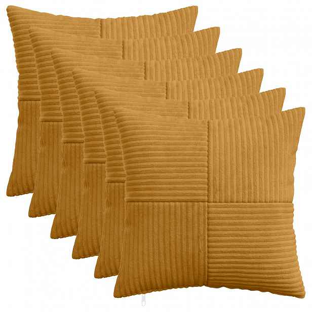vidaXL Povlak na polštář 6 pcs ALMELO Žlutá 35 x 35 cm manšestr