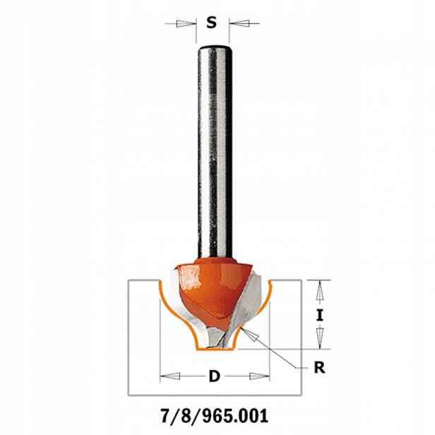 Cmt 965.001.11 Fréza Hm D=19 R=6,4 I=11 S=8 Profil=A