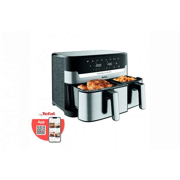 Horkovzdušná fritéza Tefal Dual Easy Fry & Grill 2v1 EY905D10 Nerezová/Černá