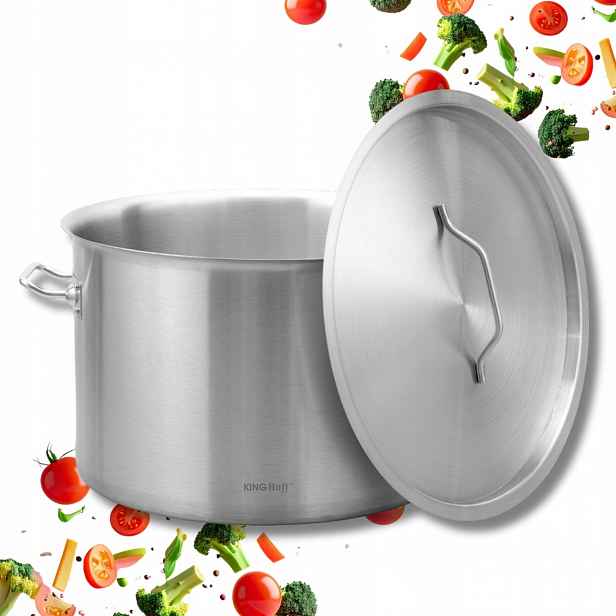 Hrnec s poklicí 27 litrů gastronomický 38x24 cm ocel indukce a plyn