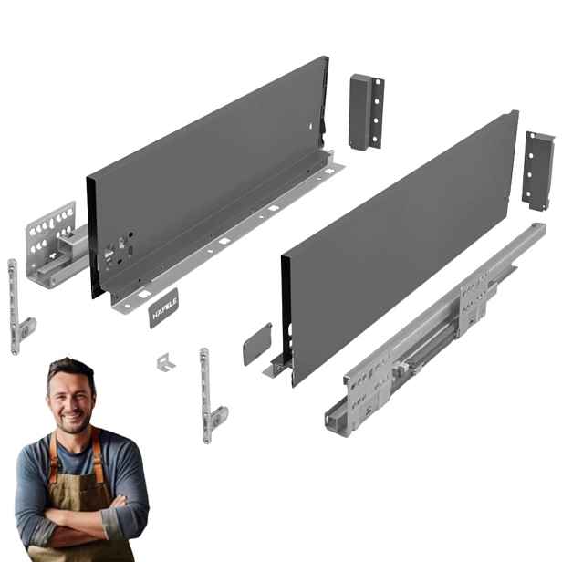 Šuplík Hafele Matrix Slim 400 mm H-135 35 kg 514.13.523 Tenkostěnná šedá