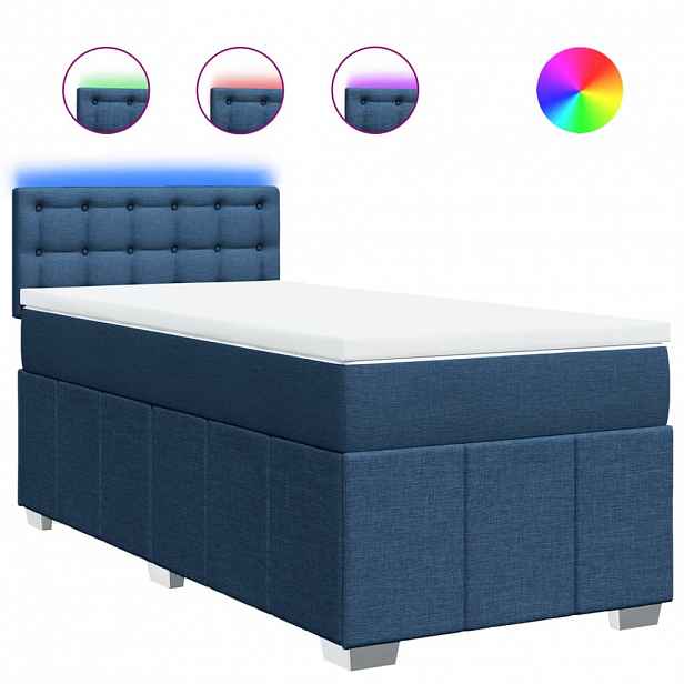 vidaXL Box spring postel s matrací modrá 100 x 200 cm textil