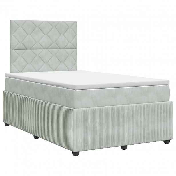 vidaXL Postel boxspring s matrací Světle šedá 120 x 190 cm Samet