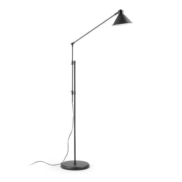 Černá stojací lampa s kovovým stínidlem (výška 220 cm) Dione – Kave Home