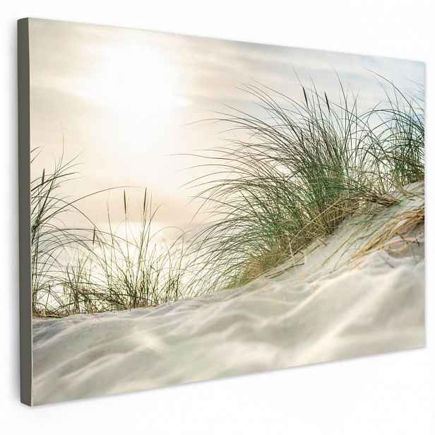 MuchoWow OBRAZ NA PLÁTNĚ Duny s bahenní trávou pod sluncem v německém národním parku Schleswig-Holsteinisches Wattenmeer 120x80 cm