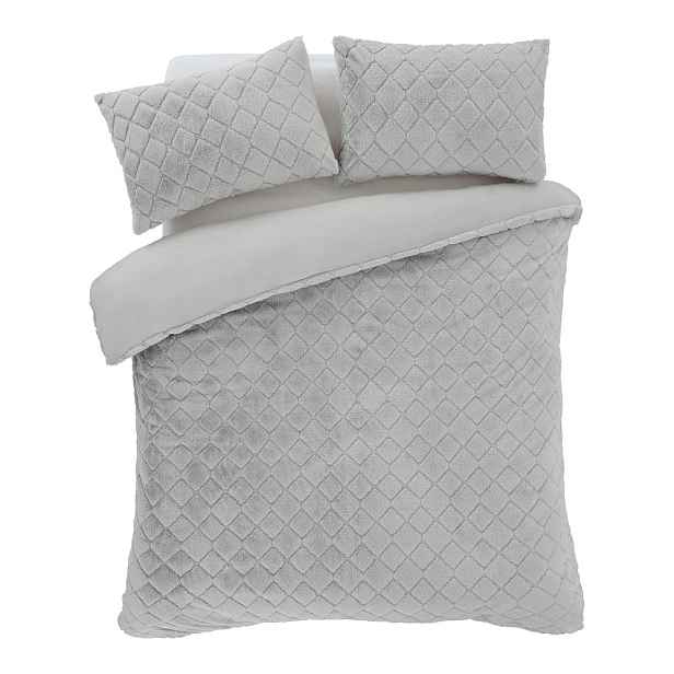 Šedé povlečení na dvoulůžko z mikroplyše 200x200 cm Cosy Diamond – Catherine Lansfield