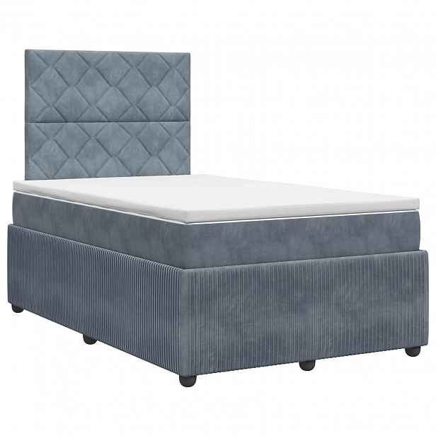 vidaXL Postel boxspring s matrací s čelo Tmavě šedá 120 x 190 cm Samet