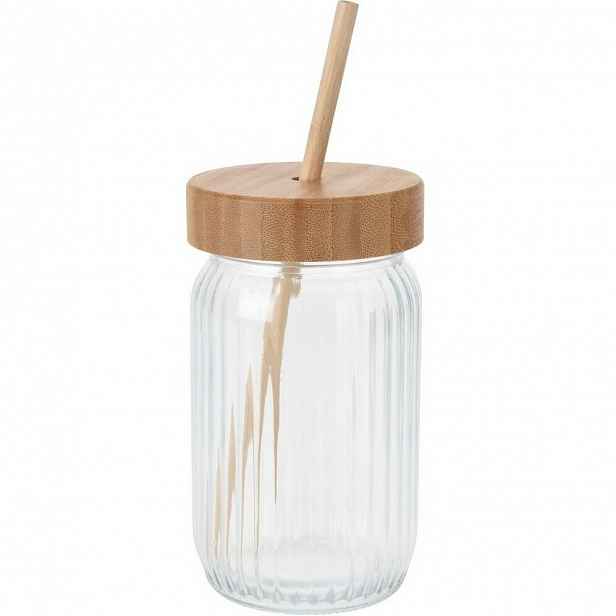 EH Sklenice na nápoje s bambusovým víkem, 0,5 l
