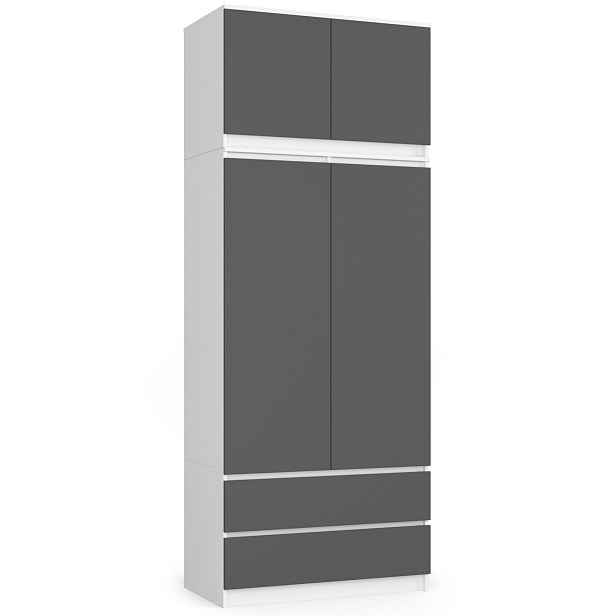 Ak furniture Šatní skříň s nástavcem Star 90 cm bílá/grafitově šedá