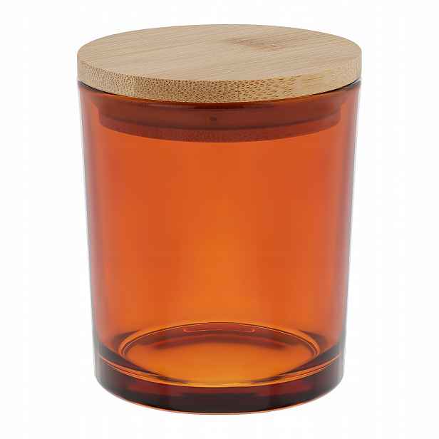 Sklenička na svíčky jantarová 300 ml s bambusovým víčkem 72 kusů