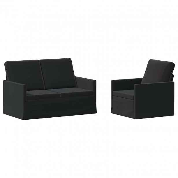vidaXL Set pohovek 2 pcs Černá Samet