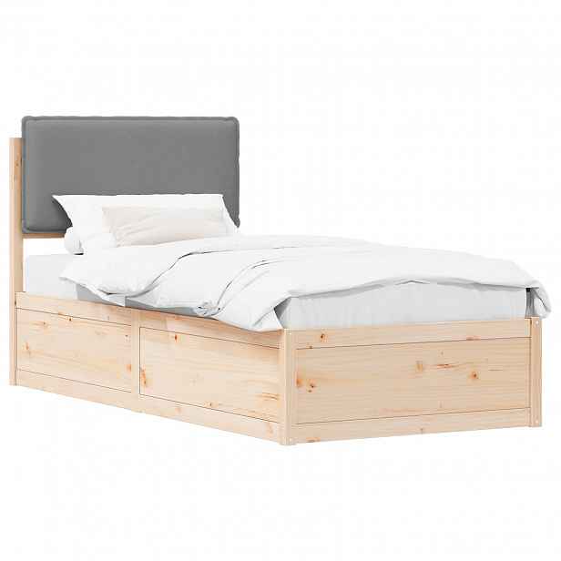 vidaXL Rám postele s čalouněným čelem s čelo Světle šedá 90 x 190 cm