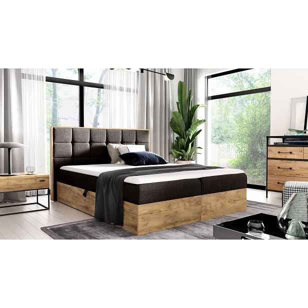 Manželská postel CHANTELLE 1 - 140x220, hnědá + topper ZDARMA
