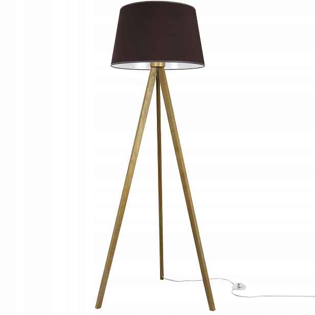 Stojací Lampa Trojnožka S Stínidlem Do Ložnice Obývacího Pokoje, Hnědá, Dřevo