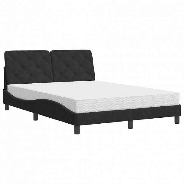 vidaXL Postel s matrací černá 140 x 200 cm samet