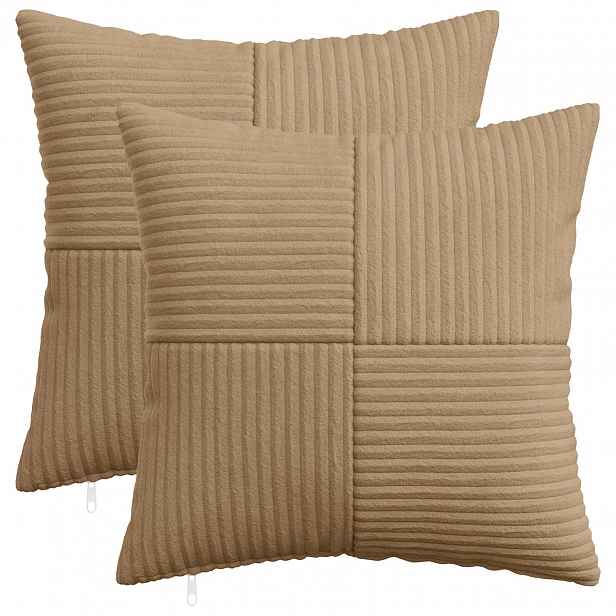 vidaXL Povlak na polštář 2 pcs ALMELO Hnědá 35 x 35 cm manšestr