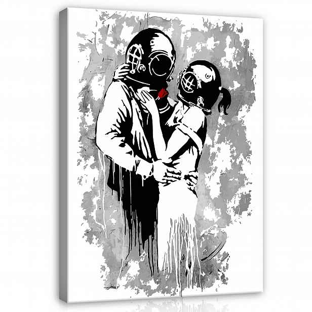 Obraz Banksy Pár Na Plátně Stěna Do Ložnice Obývacího Pokoje Předsíně 100x70