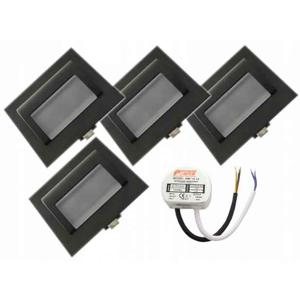 Set Halogenový schodišťový Led 4x napájecí zdroj