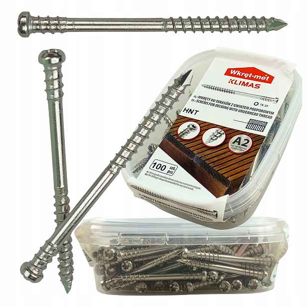 Terasové vruty Nerezové A2 5x80 mm na Torx 100 kusů Wkręt-met