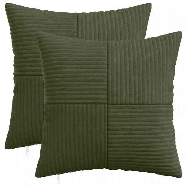 vidaXL Povlak na polštář 2 pcs ALMELO Zelená 35 x 35 cm manšestr