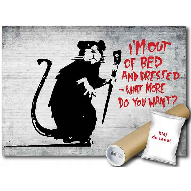 Vinylová fototapeta Banksy Out of Bed Rat Graffiti Umění Mural 152x104