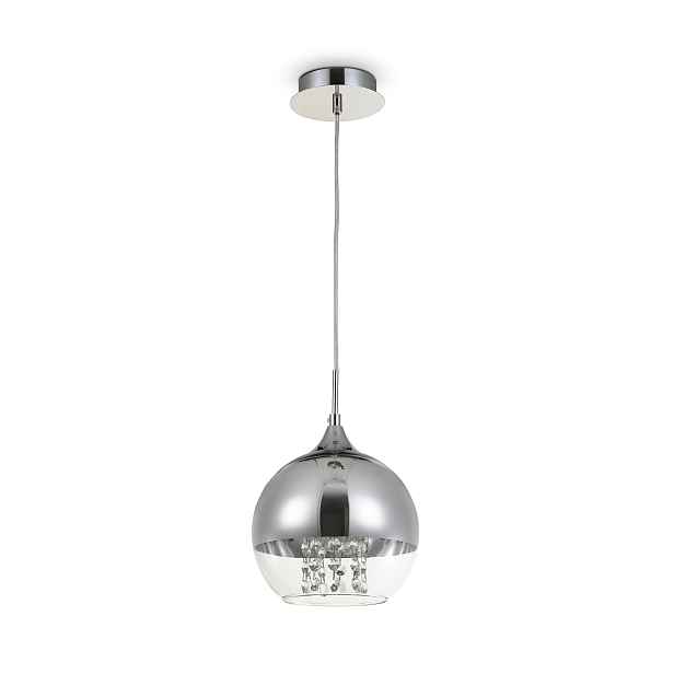Závěsná lampa chromovaná skleněná stínidlo koule s krystaly glamour 20 cm Maytoni
