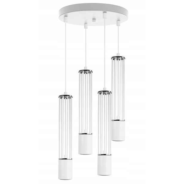 Závěsná Led Lampa Tuba Stropní Svítidlo Loftový Lustr Bílý Glamour Chrom