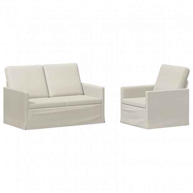 vidaXL Set pohovek 2 pcs Krémová Samet