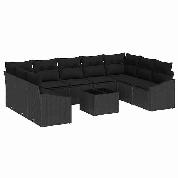 vidaXL Set pohovek 10 ks Černá polyratan