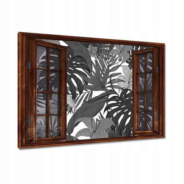 Obrazy 120x80 Černobílá monstera