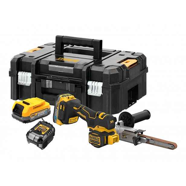 DeWALT - 18V AKU pásový pilník, 2x aku 1,7 Ah POWERSTACK, nabíječka DCM200E2T
