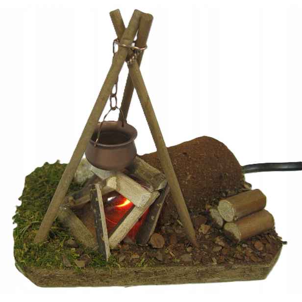 Ohniště Osvětlené pro dekoraci Betlémů * Na 220/230V * 12 x 8 x 13 cm