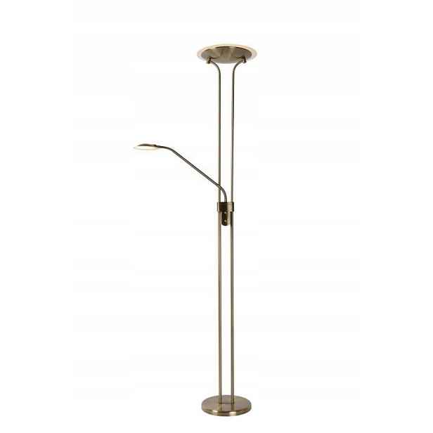 Stojací Led podlahová lampa mosazná s lampičkou na čtení 180 cm Lucide