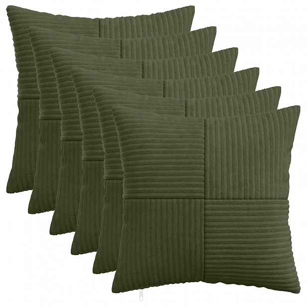 vidaXL Povlak na polštář 6 pcs ALMELO Zelená 35 x 35 cm manšestr