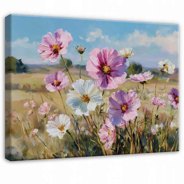 Wallarena PLÁTNO Květiny Louka Růžová 60x40 cm