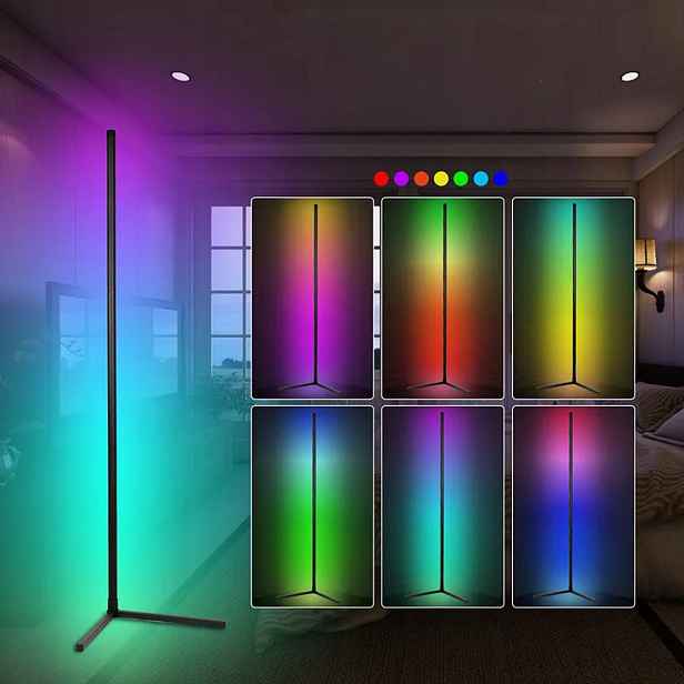 Rgb Led podlahová lampa stojící rohová s Dálkový Ovladač Apklikace Efekt Duhy 3D
