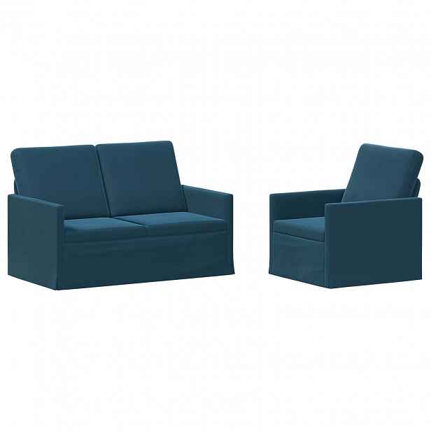 vidaXL Set pohovek 2 pcs Modrá Samet