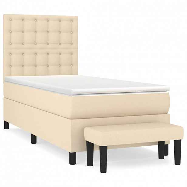 vidaXL Box spring postel s matrací krémová 100 x 200 cm textil