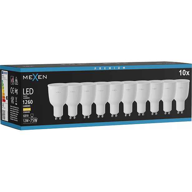 Mexen Nova 10X Led Žárovka GU10 12W Teplá Bílá 3000K 1260 LM