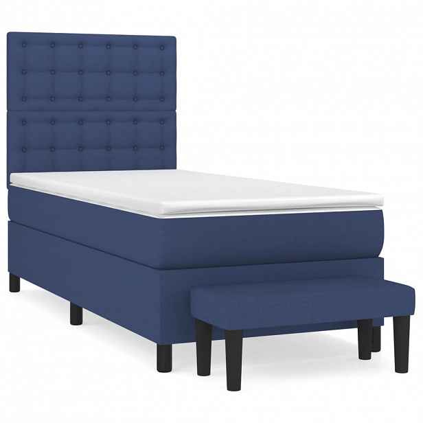 vidaXL Box spring postel s matrací modrá 100 x 200 cm textil
