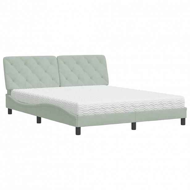 vidaXL Postel s matrací světle šedá 160 x 200 cm samet