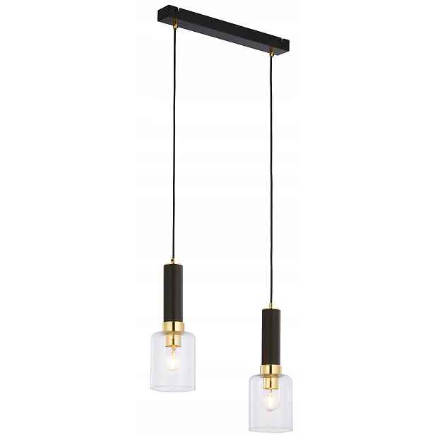 Závěsná lampa Jupiter Tuluza černo-zlatá 2xE27 44 cm, skleněné stínítko