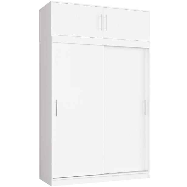 Ak furniture Šatní skříň s posuvnými dveřmi a nástavcem MONO CLP 150 cm bílá