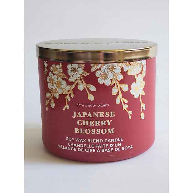 Bath & Body Works Japonská třešňová květová vonná svíčka (3 knoty) 411 g