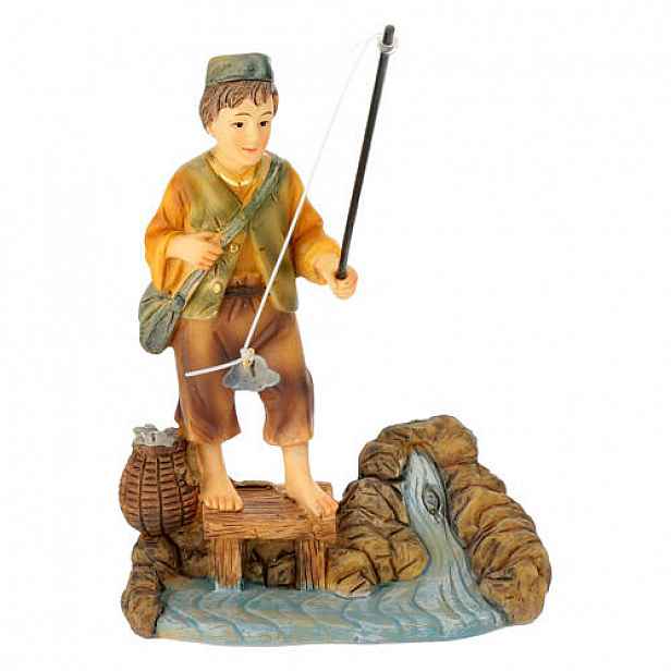 Figurka do Betléma "Rybář chytající rybu" pro figurky o výšce 9-10 cm