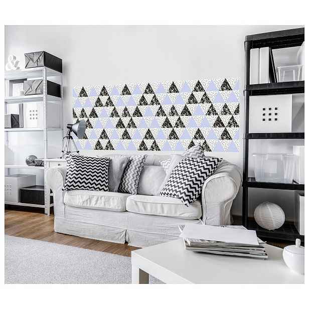 Fototapeta Geometrická abstrakce trojúhelníky světle modrá-černá 250x104 lepidlo